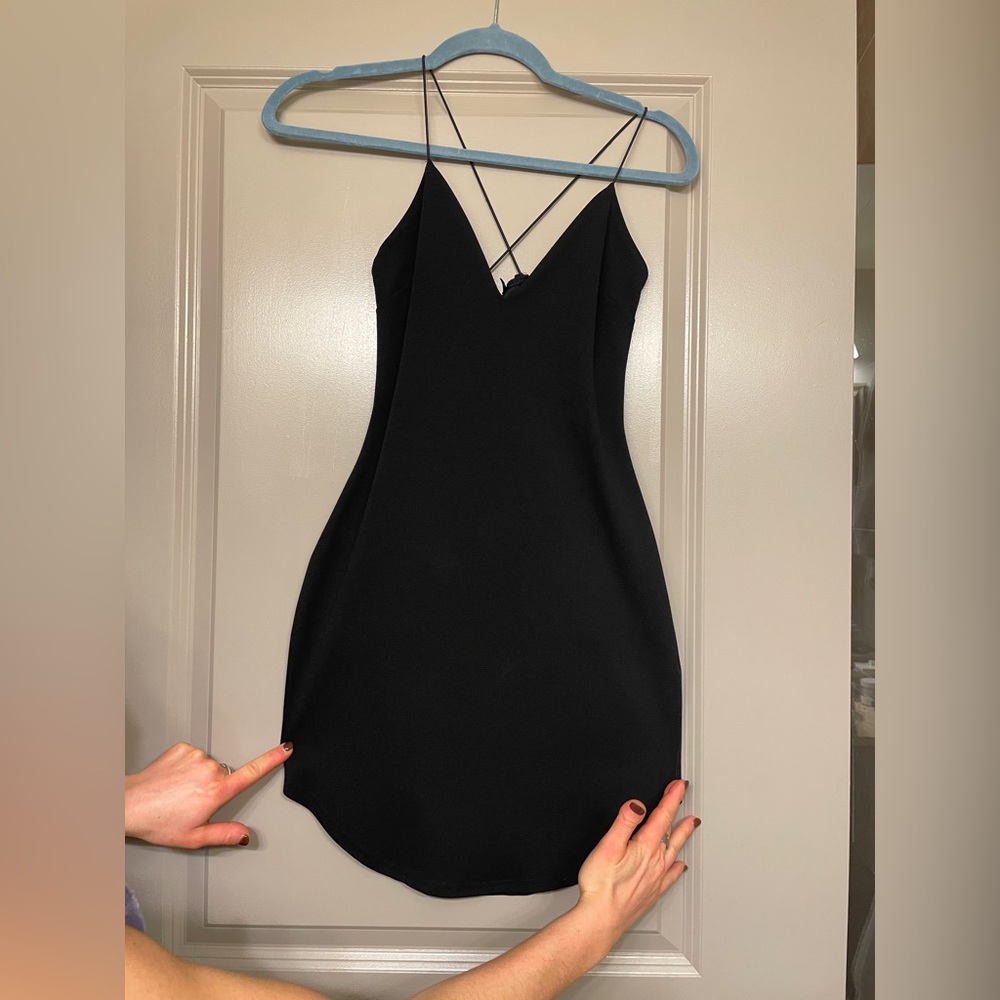 boohoo night dress black cross cross straps